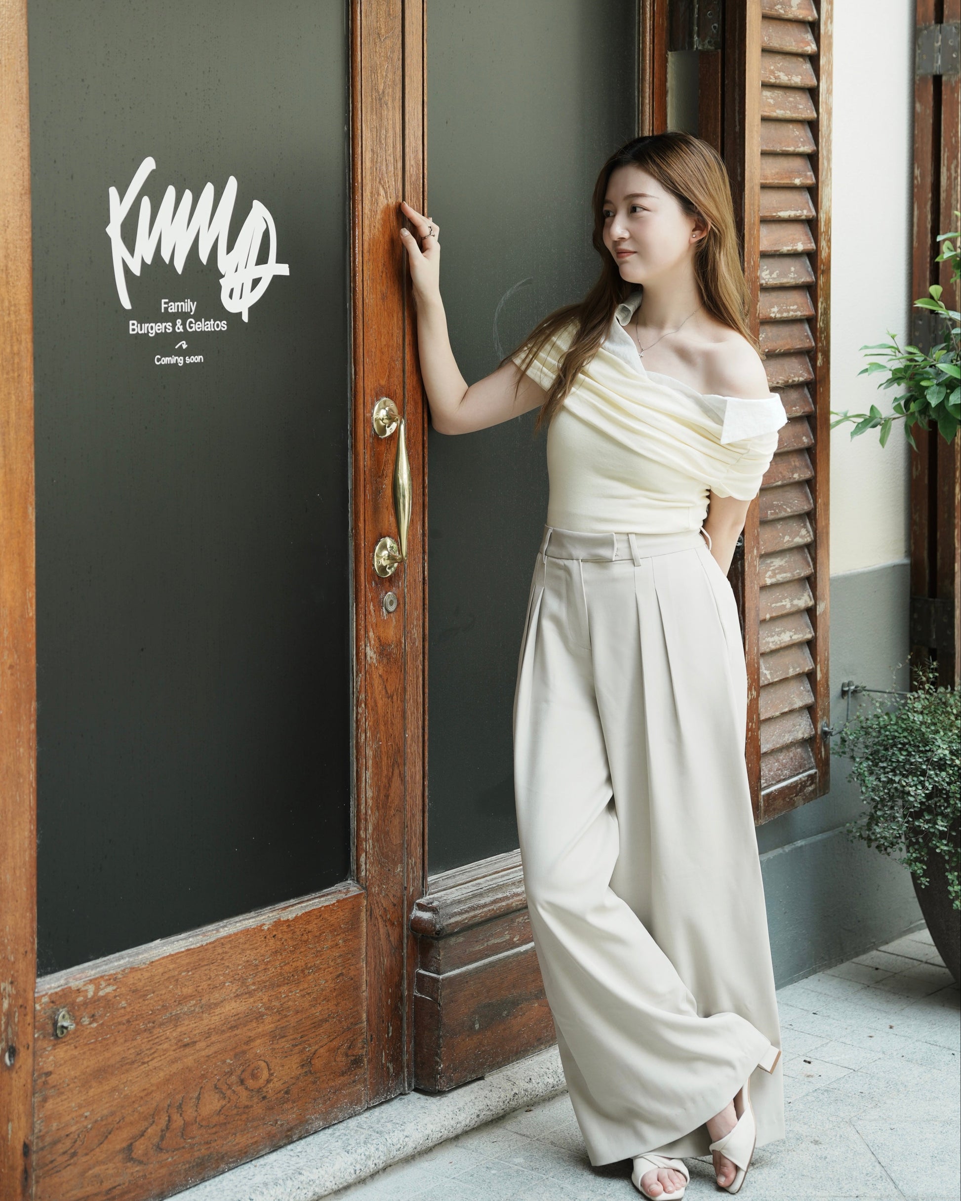 Butter Yellow Linen-Blend Panel Top